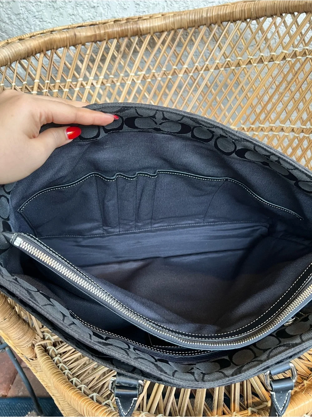 Coach Black Signature Canvas Bag 16”